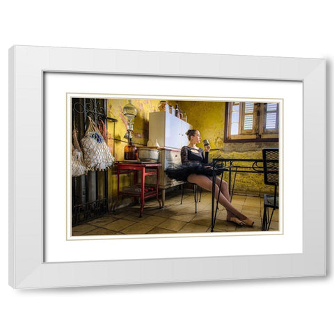 Cafac Allongac White Modern Wood Framed Art Print with Double Matting by Trottier, Suzanne