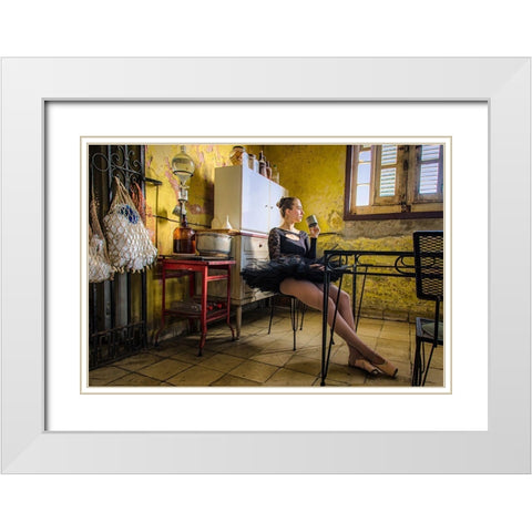 Cafac Allongac White Modern Wood Framed Art Print with Double Matting by Trottier, Suzanne