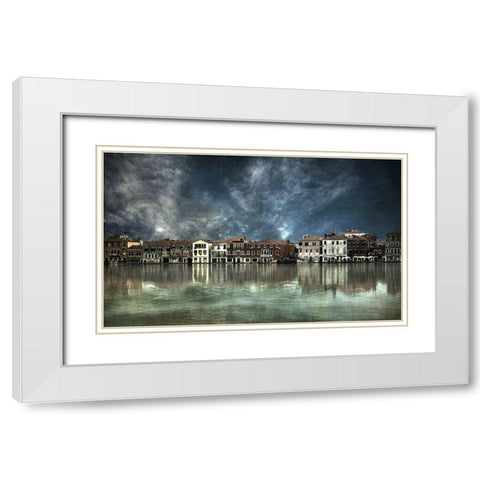 Reflections In Venice White Modern Wood Framed Art Print with Double Matting by Bautista., Nieves