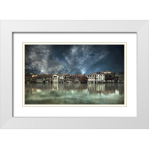 Reflections In Venice White Modern Wood Framed Art Print with Double Matting by Bautista., Nieves