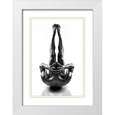 Metallic Nude 1 White Modern Wood Framed Art Print with Double Matting by JLP