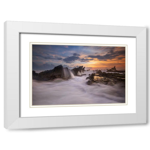 Yin A Yang White Modern Wood Framed Art Print with Double Matting by Song, Gunarto