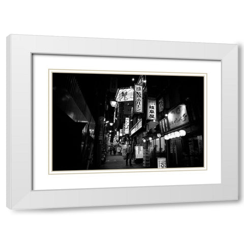 Street Of The World - Tokyo White Modern Wood Framed Art Print with Double Matting by Takeshi, Tsunoda