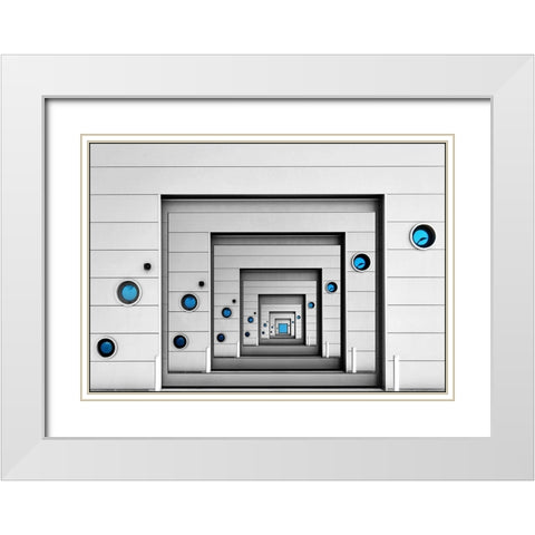 Blue Desire White Modern Wood Framed Art Print with Double Matting by van Maastricht, Henk