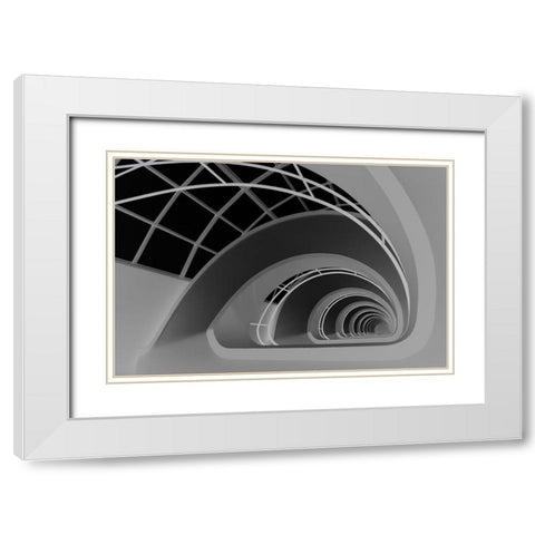 Antwerp-Stairs White Modern Wood Framed Art Print with Double Matting by Niezen, Jan