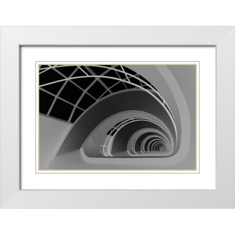 Antwerp-Stairs White Modern Wood Framed Art Print with Double Matting by Niezen, Jan