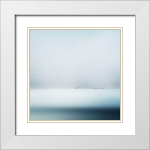 Wild Geese White Modern Wood Framed Art Print with Double Matting by Flour, Piet