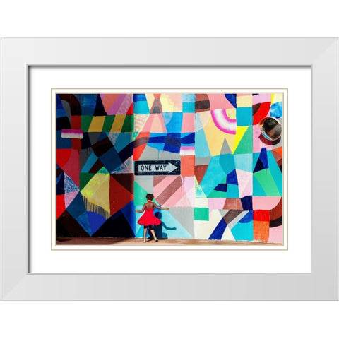 One Way White Modern Wood Framed Art Print with Double Matting by Salgado Gispert, Gloria