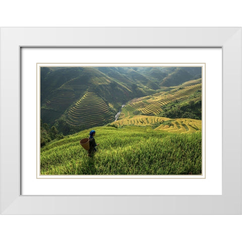 Untitled White Modern Wood Framed Art Print with Double Matting by Intarob, Sarawut