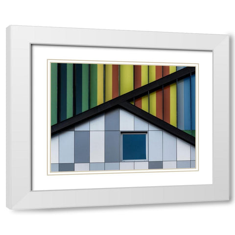The Color Symphony White Modern Wood Framed Art Print with Double Matting by Van Den, Jef
