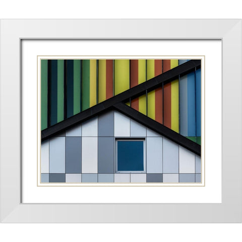 The Color Symphony White Modern Wood Framed Art Print with Double Matting by Van Den, Jef