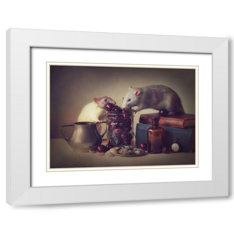 Snoozy And Jimmy White Modern Wood Framed Art Print with Double Matting by Van Deelen, Ellen