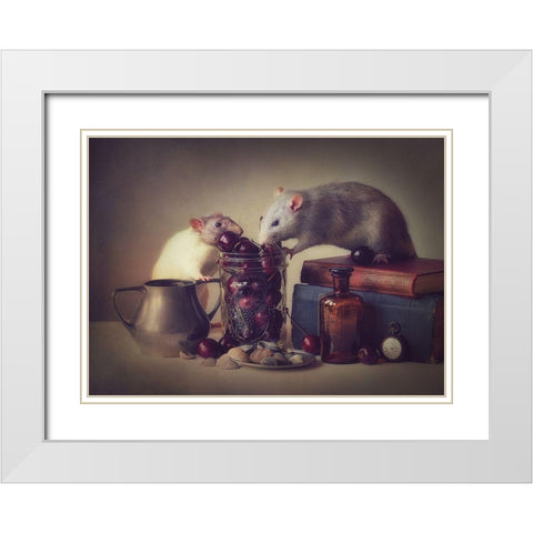 Snoozy And Jimmy White Modern Wood Framed Art Print with Double Matting by Van Deelen, Ellen