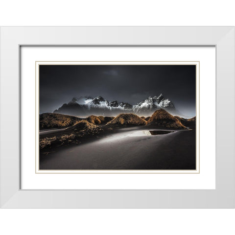 Stokksnes | Iceland White Modern Wood Framed Art Print with Double Matting by Malaussena, Benoit