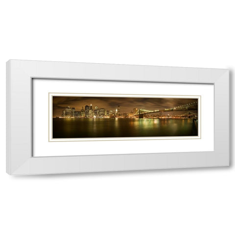 New York Skyline White Modern Wood Framed Art Print with Double Matting by Pandit, Shubhra