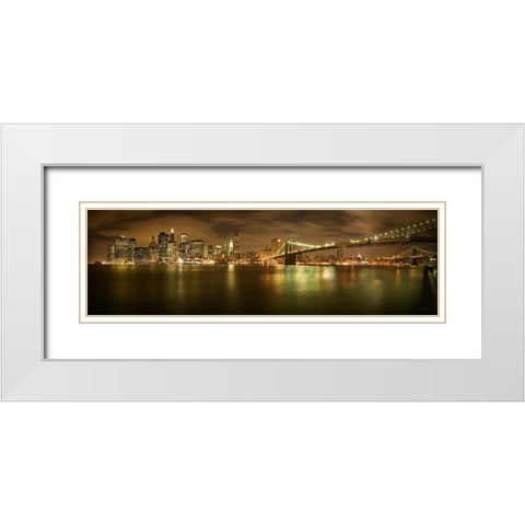 New York Skyline White Modern Wood Framed Art Print with Double Matting by Pandit, Shubhra