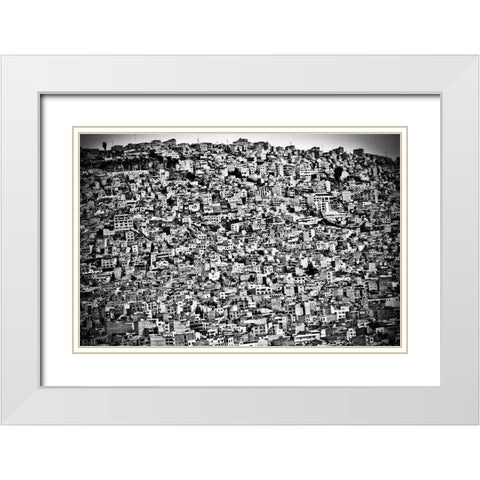 Favela Village In El Alto-La Paz-Bolivia White Modern Wood Framed Art Print with Double Matting by Lindhe, Joel