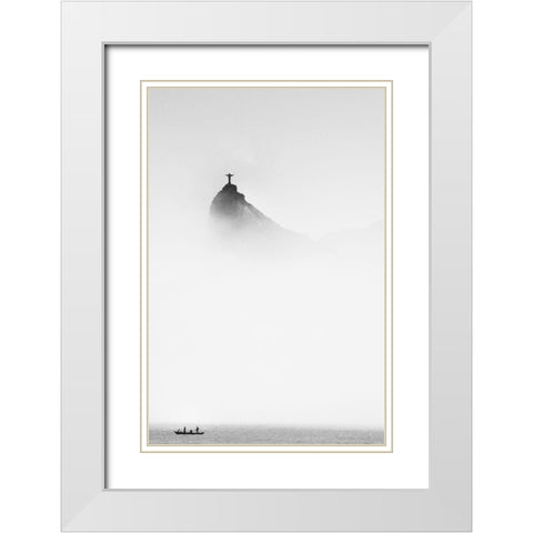 Cristo In The Mist White Modern Wood Framed Art Print with Double Matting by Cole, Trevor