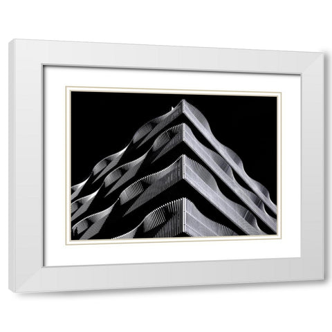 Wave White Modern Wood Framed Art Print with Double Matting by Van Zaane, Alida