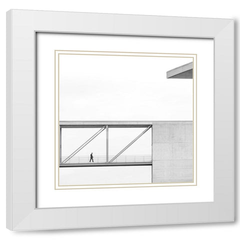 Across The Bridge White Modern Wood Framed Art Print with Double Matting by Lenzen, Klaus