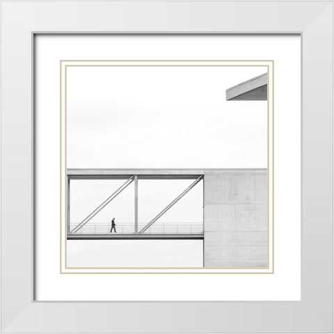 Across The Bridge White Modern Wood Framed Art Print with Double Matting by Lenzen, Klaus