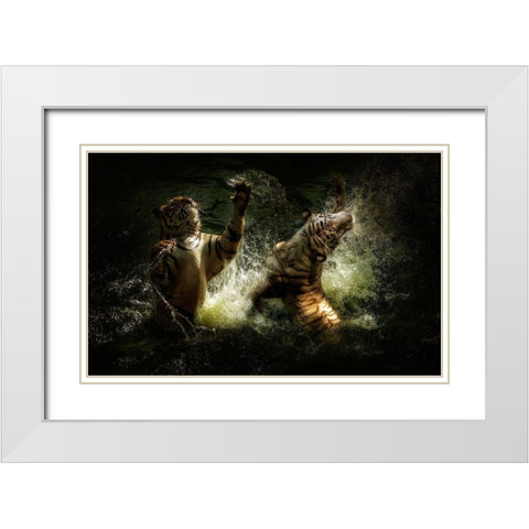 Fighting White Modern Wood Framed Art Print with Double Matting by Bunjamin, Antonyus