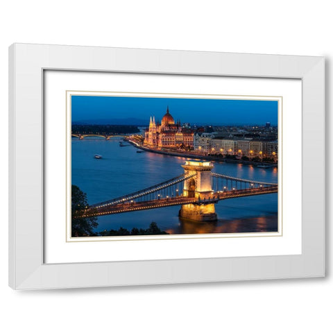 Budapest White Modern Wood Framed Art Print with Double Matting by D Morkeberg, Thomas