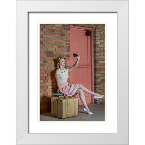 An Old Self Portrait White Modern Wood Framed Art Print with Double Matting by Woodforth, Kirsten