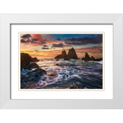 Dance With Light White Modern Wood Framed Art Print with Double Matting by Zhang, Yan