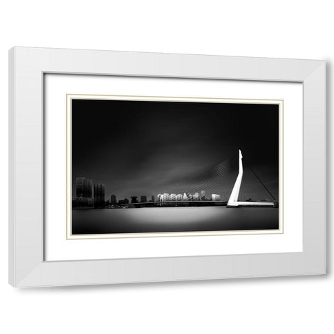 Erasmus Bridge Rotterdam White Modern Wood Framed Art Print with Double Matting by Denis