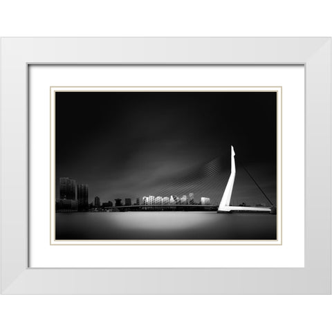 Erasmus Bridge Rotterdam White Modern Wood Framed Art Print with Double Matting by Denis
