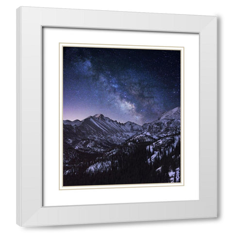 Milky Way Over Longs Peak White Modern Wood Framed Art Print with Double Matting by Xu, Mei