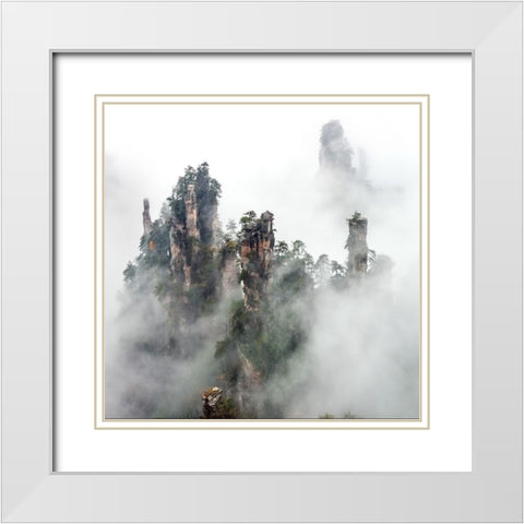 Zhangjiajie White Modern Wood Framed Art Print with Double Matting by Zhu, Hua