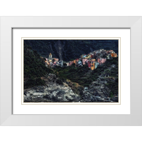 Village  -On The Rocks- White Modern Wood Framed Art Print with Double Matting by Flour, Piet