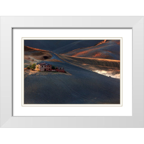 Il Gregge 5 White Modern Wood Framed Art Print with Double Matting by Della Latta, Massimo