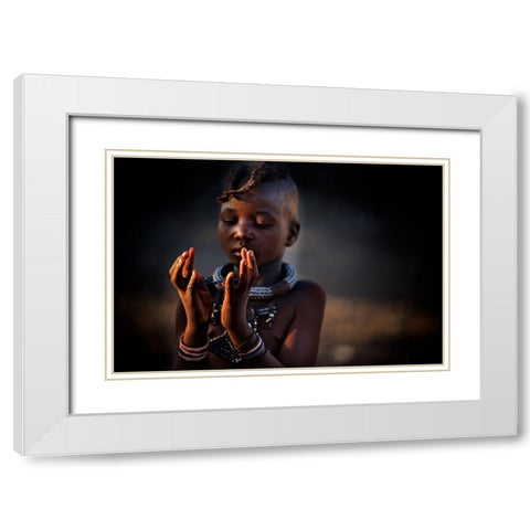 The World In My Hands White Modern Wood Framed Art Print with Double Matting by Cole, Trevor