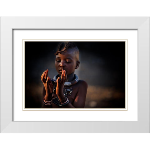 The World In My Hands White Modern Wood Framed Art Print with Double Matting by Cole, Trevor