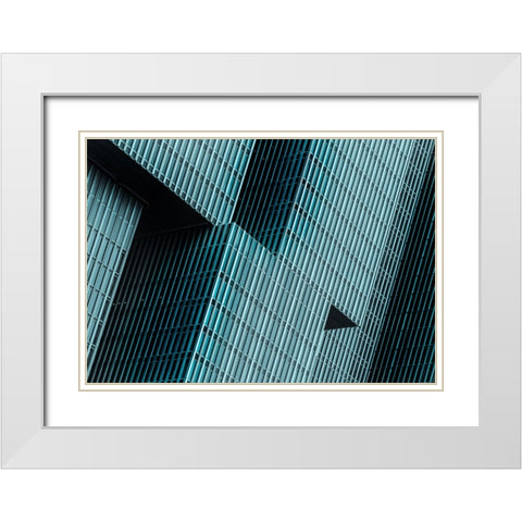 Lines And Angles White Modern Wood Framed Art Print with Double Matting by Dixon, Colin