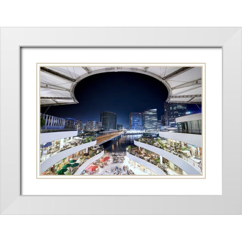Yokohama White Modern Wood Framed Art Print with Double Matting by Hara, Tomoshi