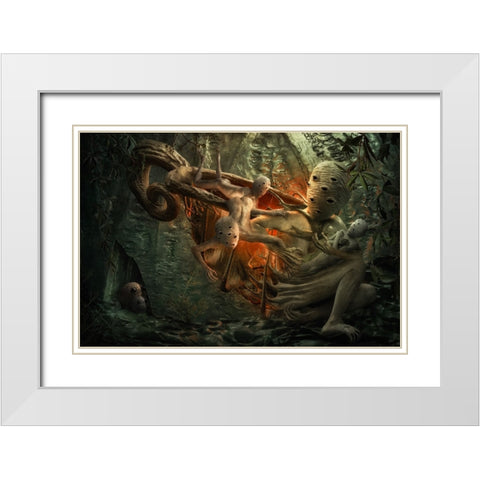 Mother Love White Modern Wood Framed Art Print with Double Matting by Kiciak, Christophe