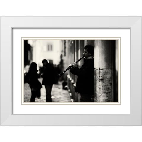 Rome Street Song White Modern Wood Framed Art Print with Double Matting by Oncete, Julien