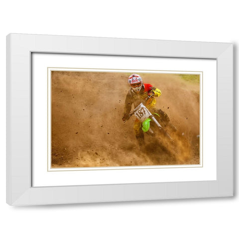 Biker White Modern Wood Framed Art Print with Double Matting by Gonzalez, Carlos