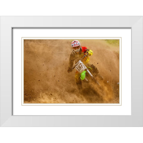 Biker White Modern Wood Framed Art Print with Double Matting by Gonzalez, Carlos
