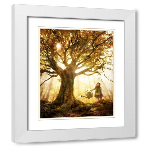 Growing Up Is Made Of Small Things White Modern Wood Framed Art Print with Double Matting by Kiciak, Christophe