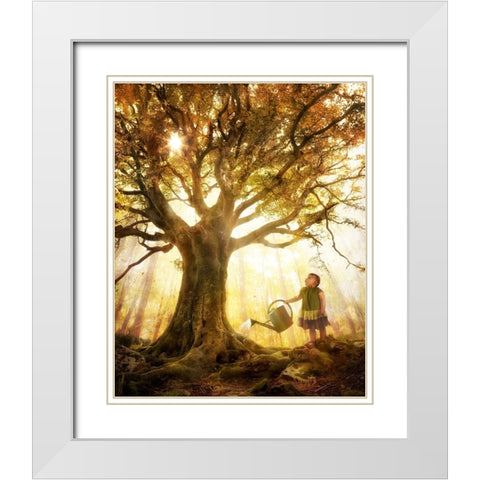 Growing Up Is Made Of Small Things White Modern Wood Framed Art Print with Double Matting by Kiciak, Christophe