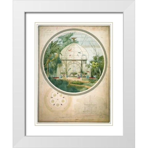 Aviary in a Wintergarden White Modern Wood Framed Art Print with Double Matting by Chancel, Adrien