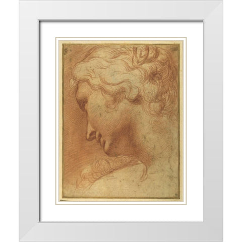 The Head of a Young Woman  White Modern Wood Framed Art Print with Double Matting by Caracci, Agostino