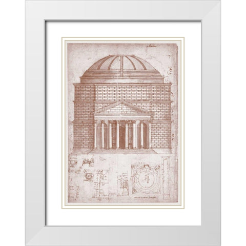 Section of the Pantheon White Modern Wood Framed Art Print with Double Matting by Peruzzi, Baldassare