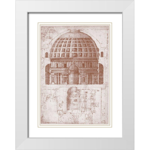 Section of the Pantheon White Modern Wood Framed Art Print with Double Matting by Peruzzi, Baldassare