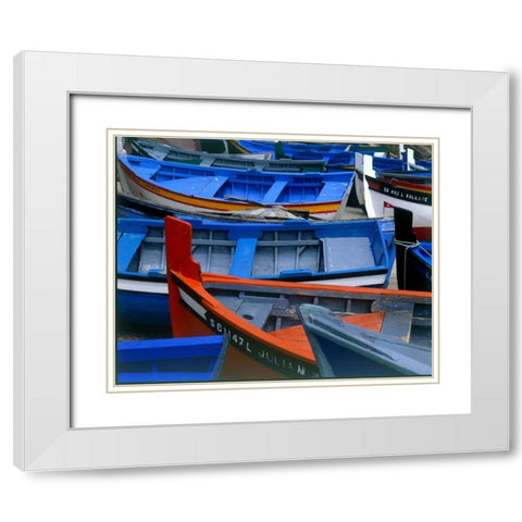 Fishing Boats, Morocco White Modern Wood Framed Art Print with Double Matting by Blue, Cyril